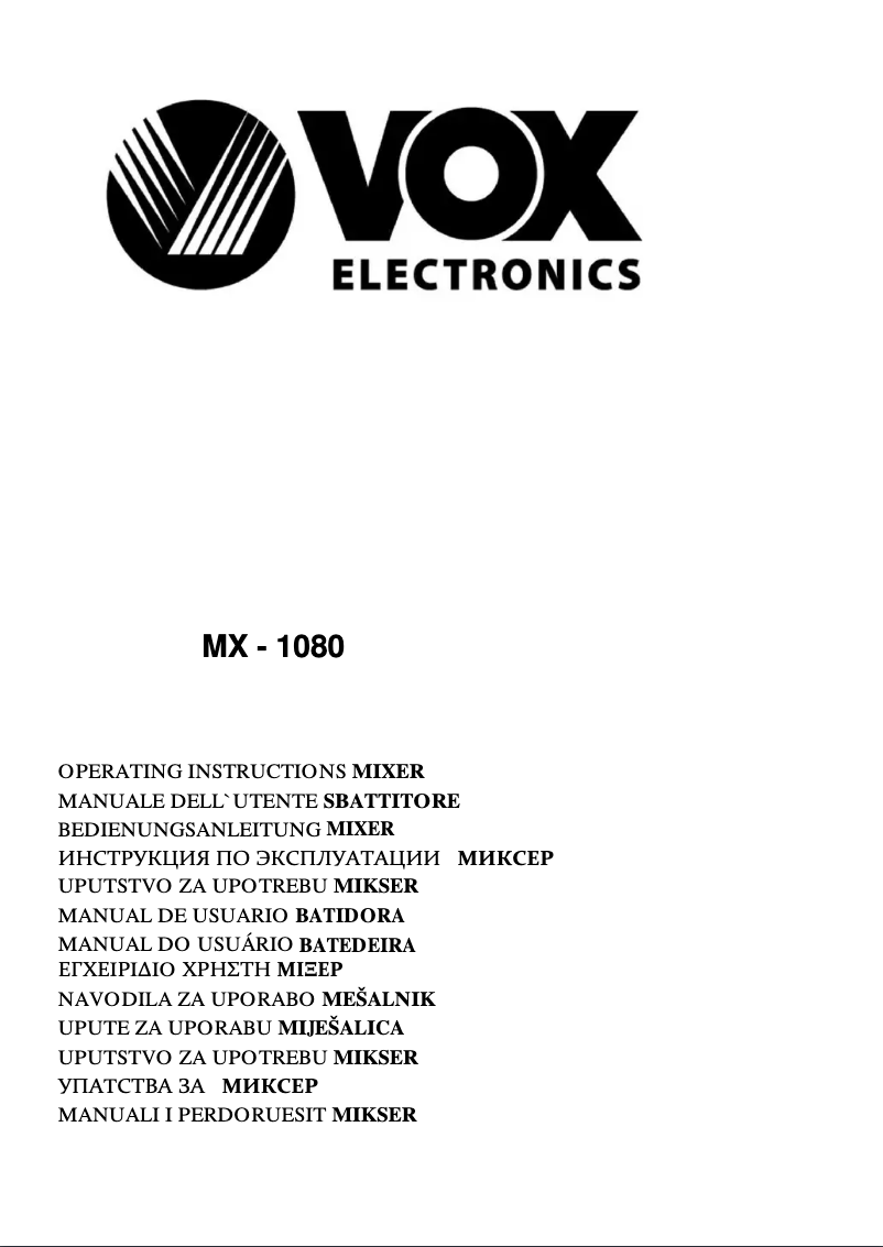 Página 1 del manual Manual de usuario VOX MX1080