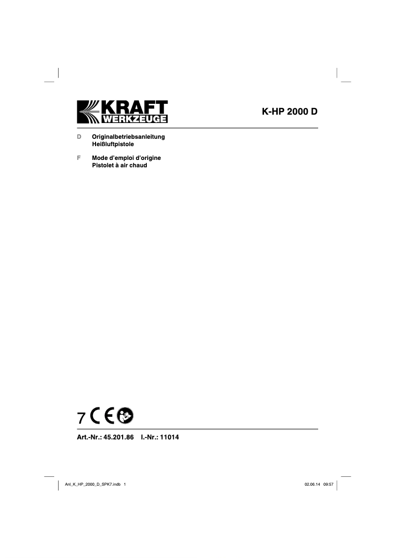 Page 1 de la notice Manuel utilisateur Kraft K-HP 2000 D