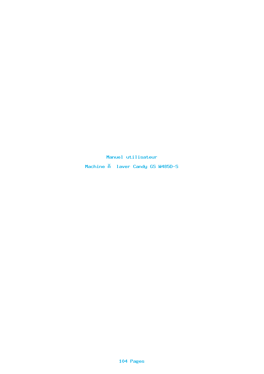 Page 1 de la notice Manuel utilisateur Candy GS W485D-S