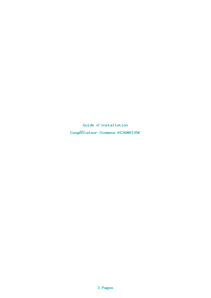 Page 1 de la notice Guide d'installation Siemens KG36NVI35K