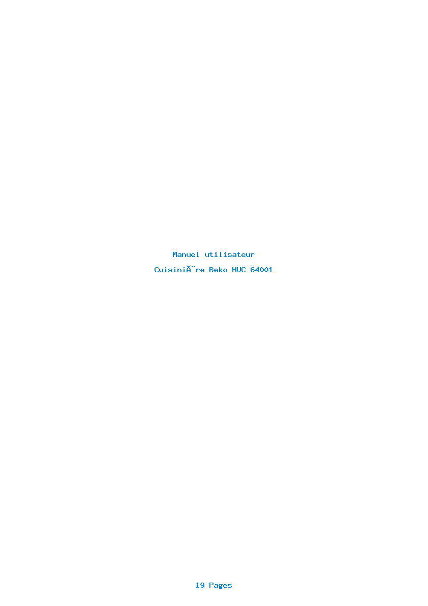 Page 1 de la notice Manuel utilisateur Beko HUC 64001