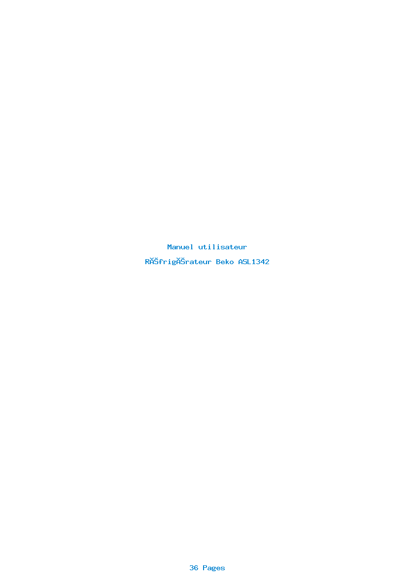 Page 1 de la notice Manuel utilisateur Beko ASL1342