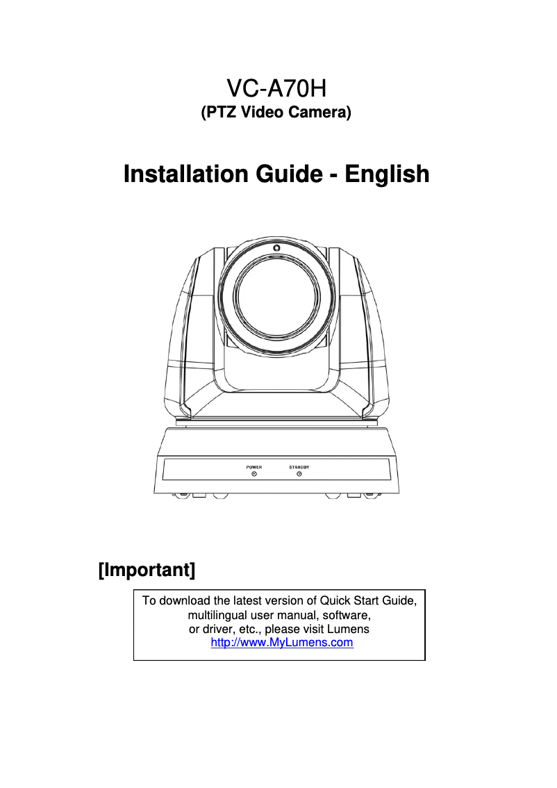Page 1 de la notice Manuel utilisateur Lumens VC-A70H