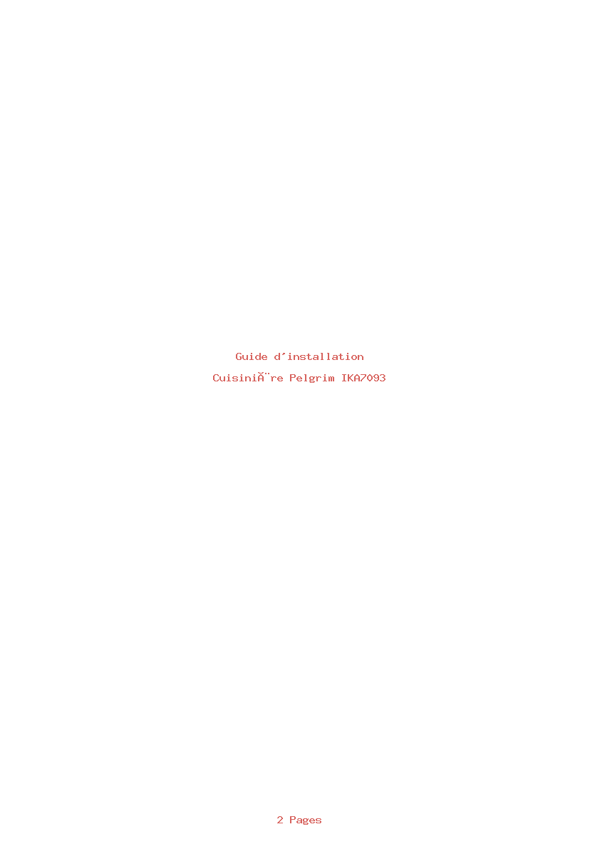 Page 1 de la notice Guide d'installation Pelgrim IKA7093