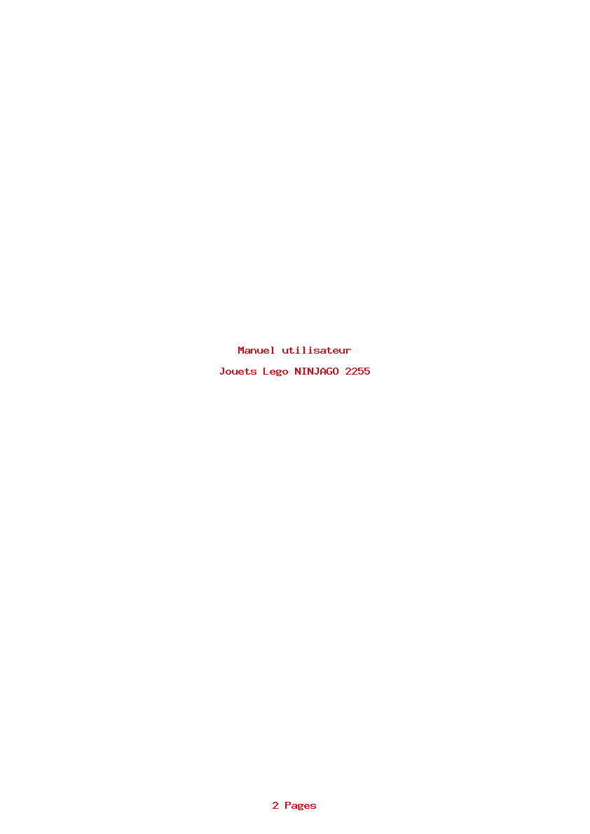 Page 1 de la notice Manuel utilisateur Lego NINJAGO 2255