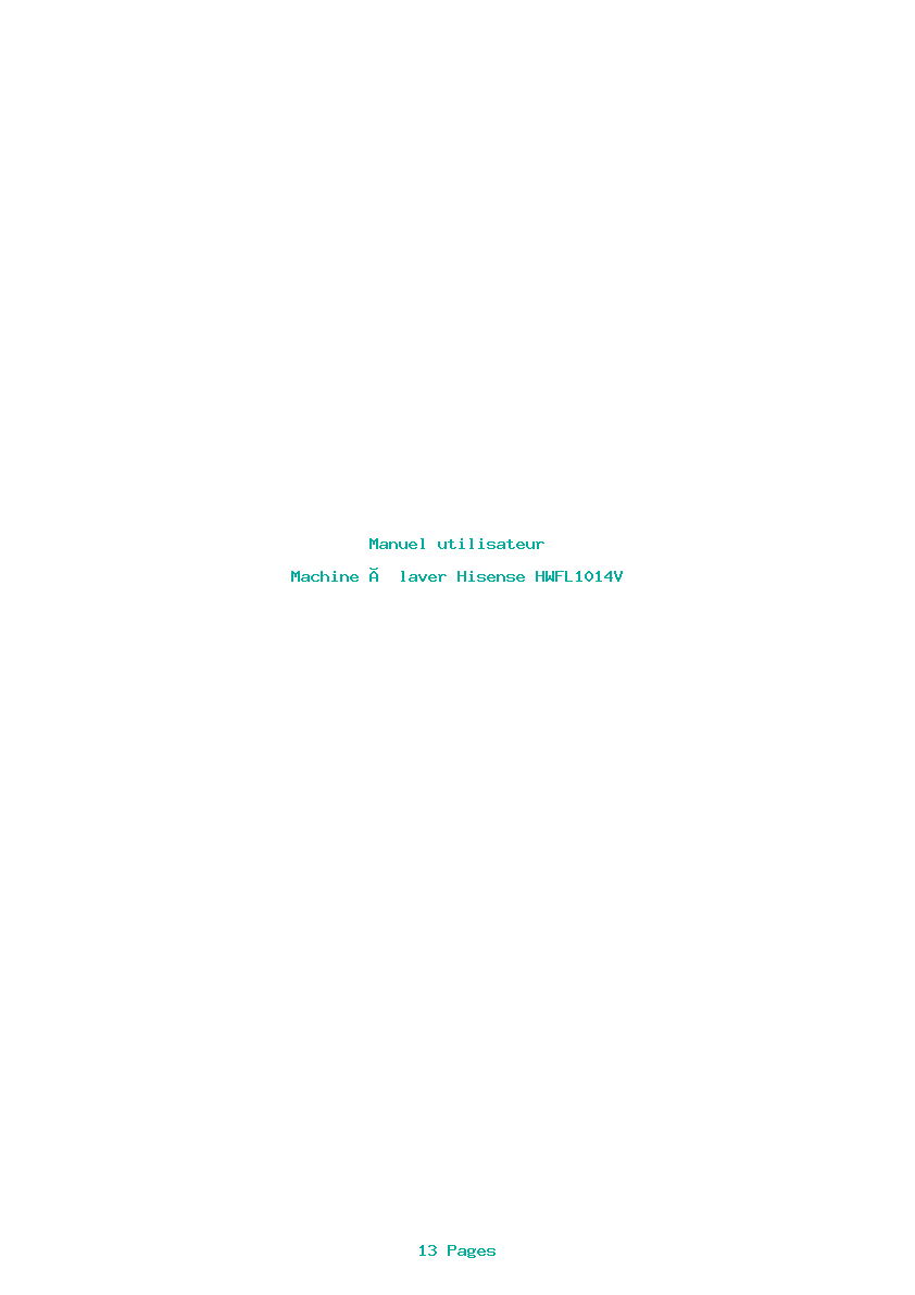 Page 1 de la notice Manuel utilisateur Hisense HWFL1014V