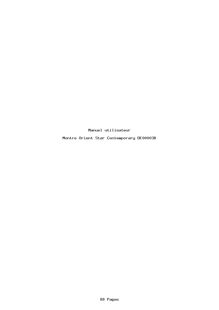Page 1 de la notice Manuel utilisateur Orient Star Contemporary DE00003B