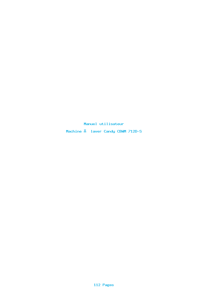 Page 1 de la notice Manuel utilisateur Candy CBWM 712D-S