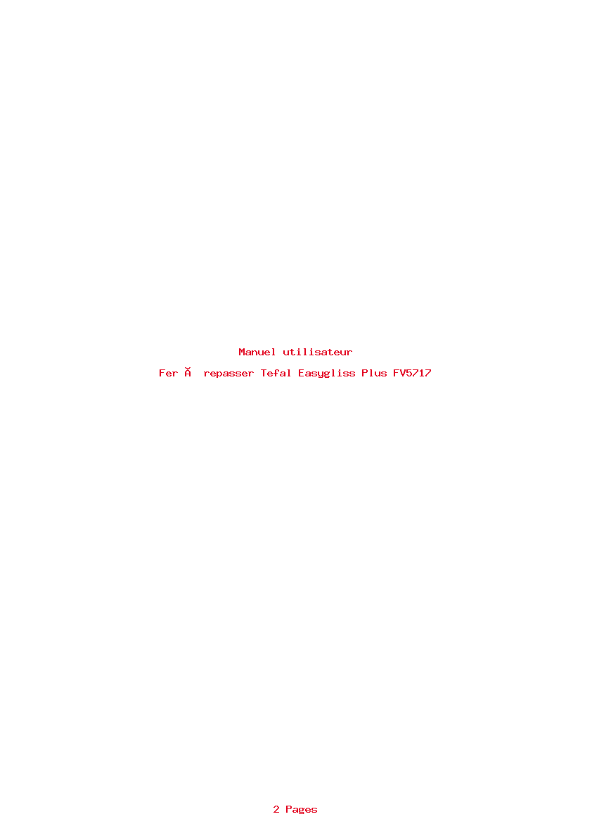 Page 1 de la notice Manuel utilisateur Tefal Easygliss Plus FV5717