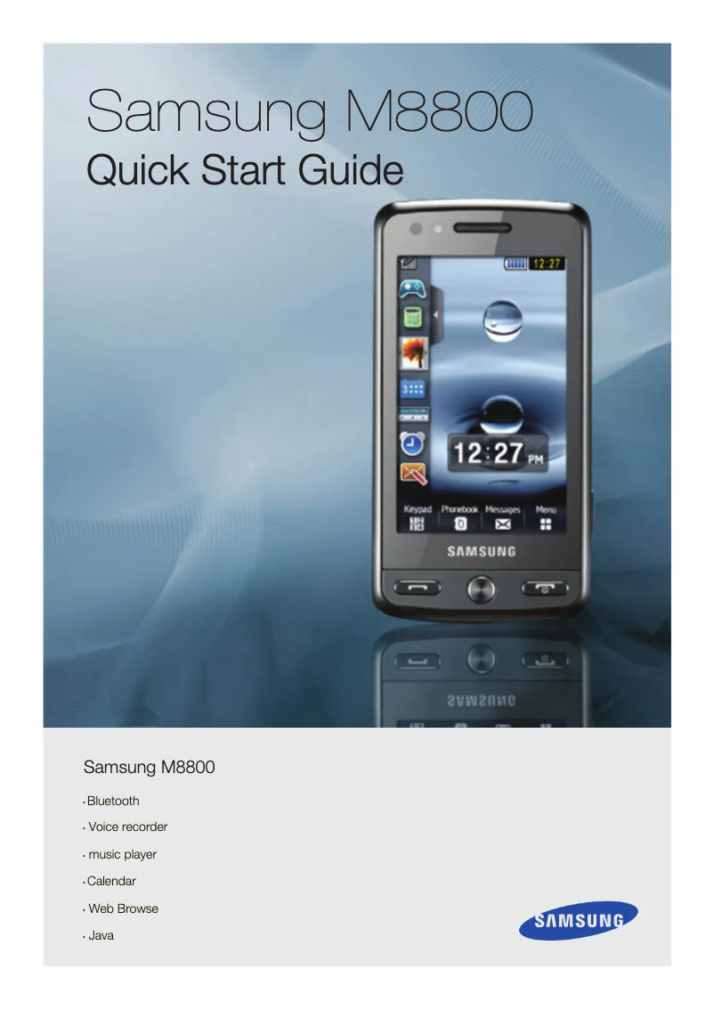 Page 1 de la notice Guide d'installation Samsung Pixon GT-M8800