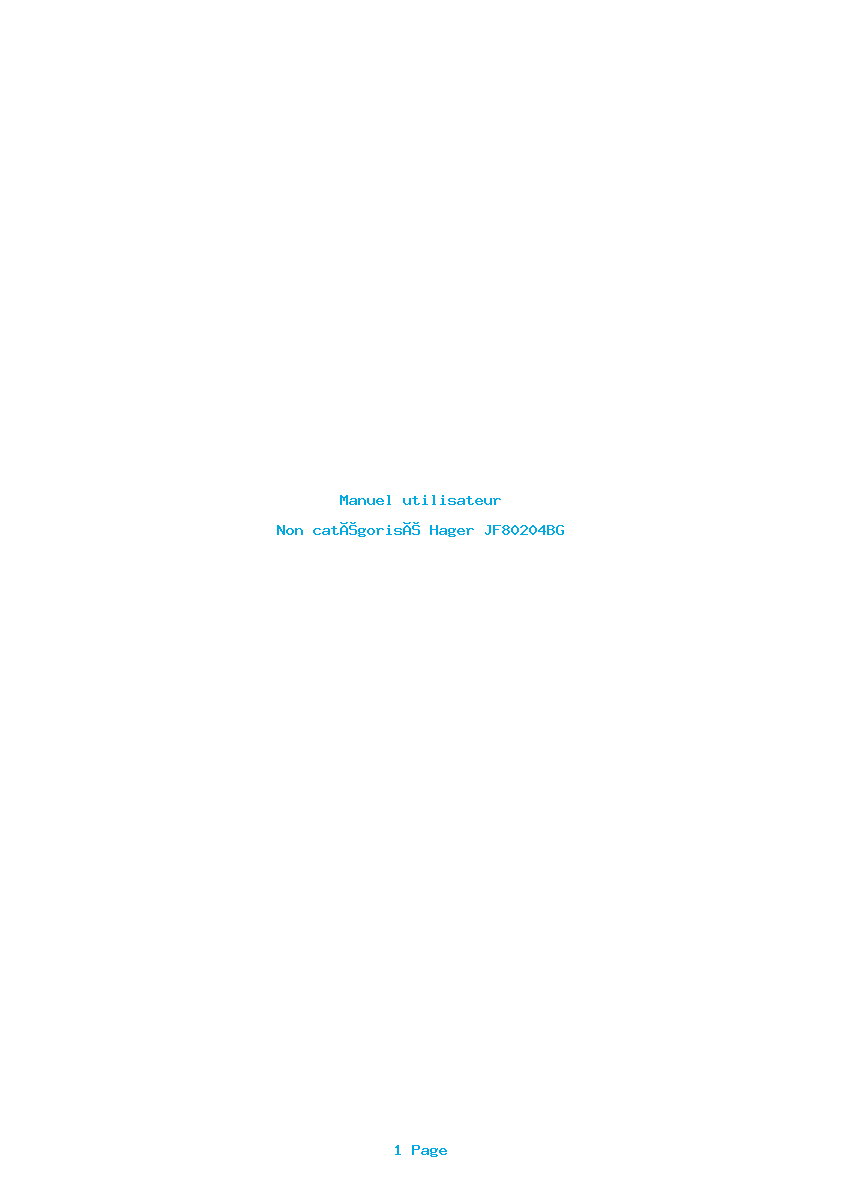 Page 1 de la notice Manuel utilisateur Hager JF80204BG
