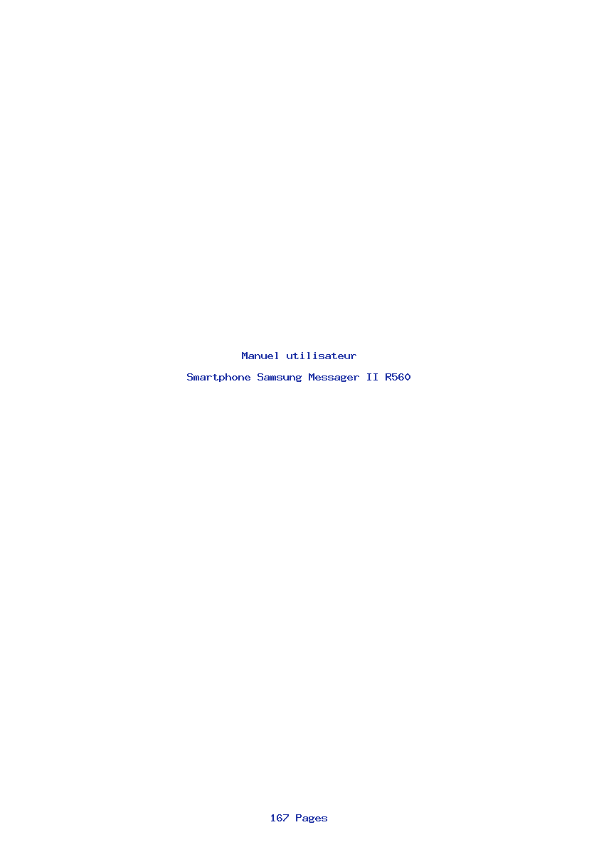 Page 1 de la notice Manuel utilisateur Samsung Messager II R560