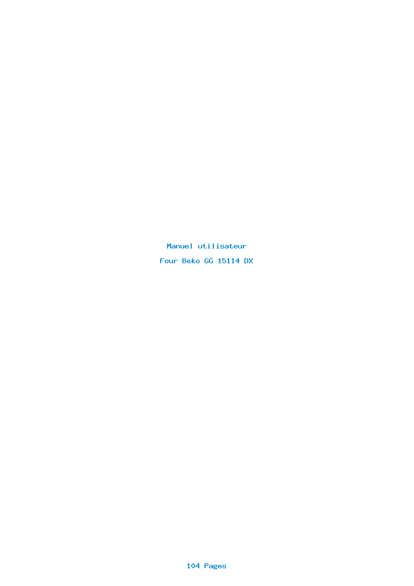 Page 1 de la notice Manuel utilisateur Beko GG 15114 DX