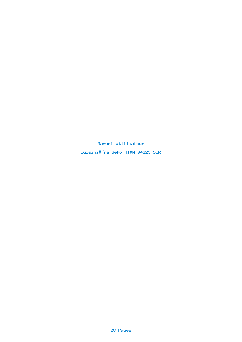 Page 1 de la notice Manuel utilisateur Beko HIAW 64225 SCR