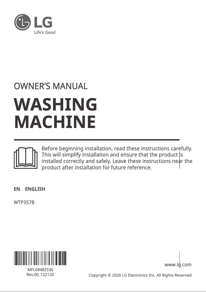 Page 1 de la notice Manuel utilisateur LG WTP357B