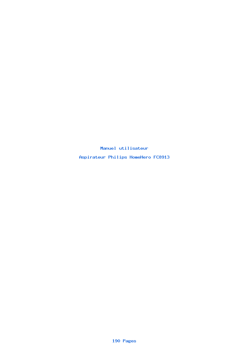 Page 1 de la notice Manuel utilisateur Philips HomeHero FC8913
