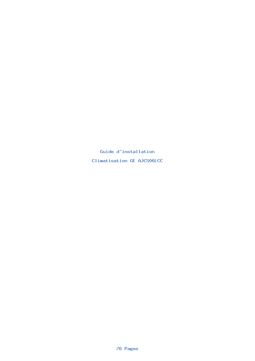 Page 1 de la notice Guide d'installation GE AJCS06LCC