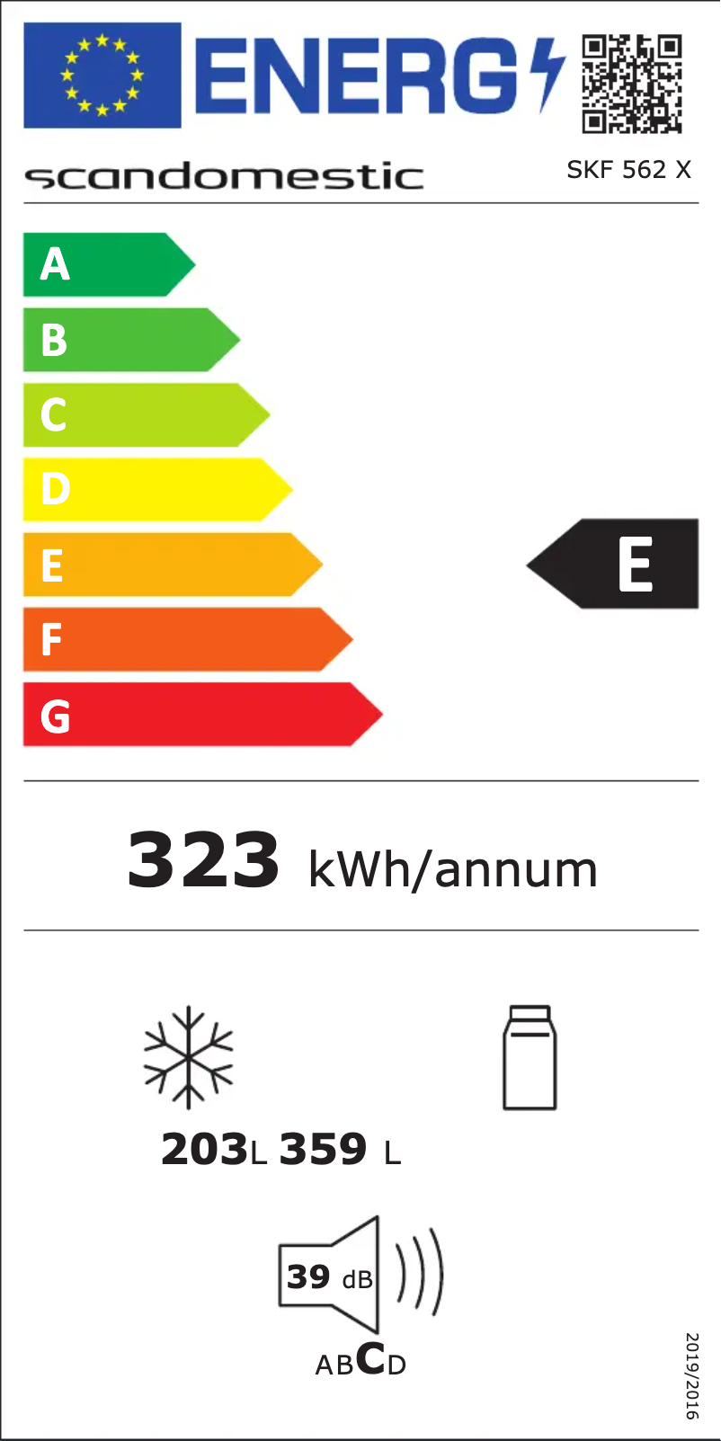 Page 1 of the manual Energy Label Scandomestic SKF 562 X
