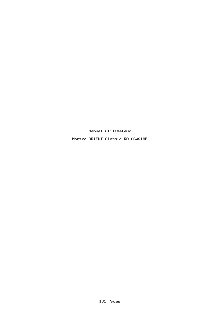 Page 1 de la notice Manuel utilisateur ORIENT Classic RA-AG0019B