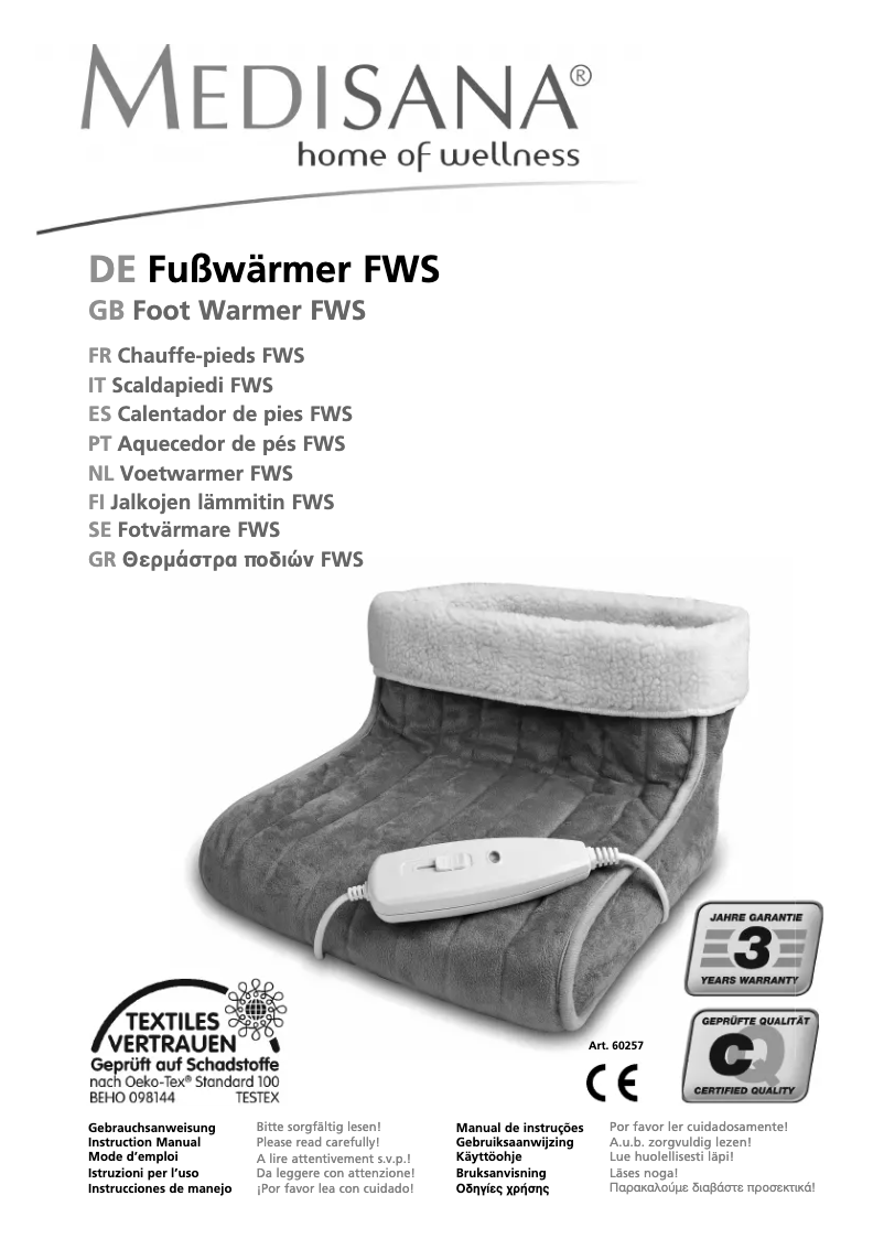 Page 1 de la notice Manuel utilisateur Medisana FWS