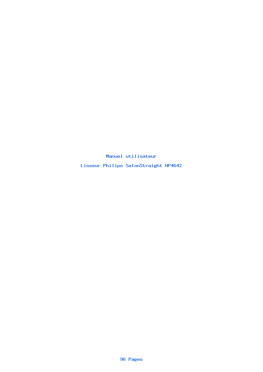 Page 1 de la notice Manuel utilisateur Philips SalonStraight HP4642