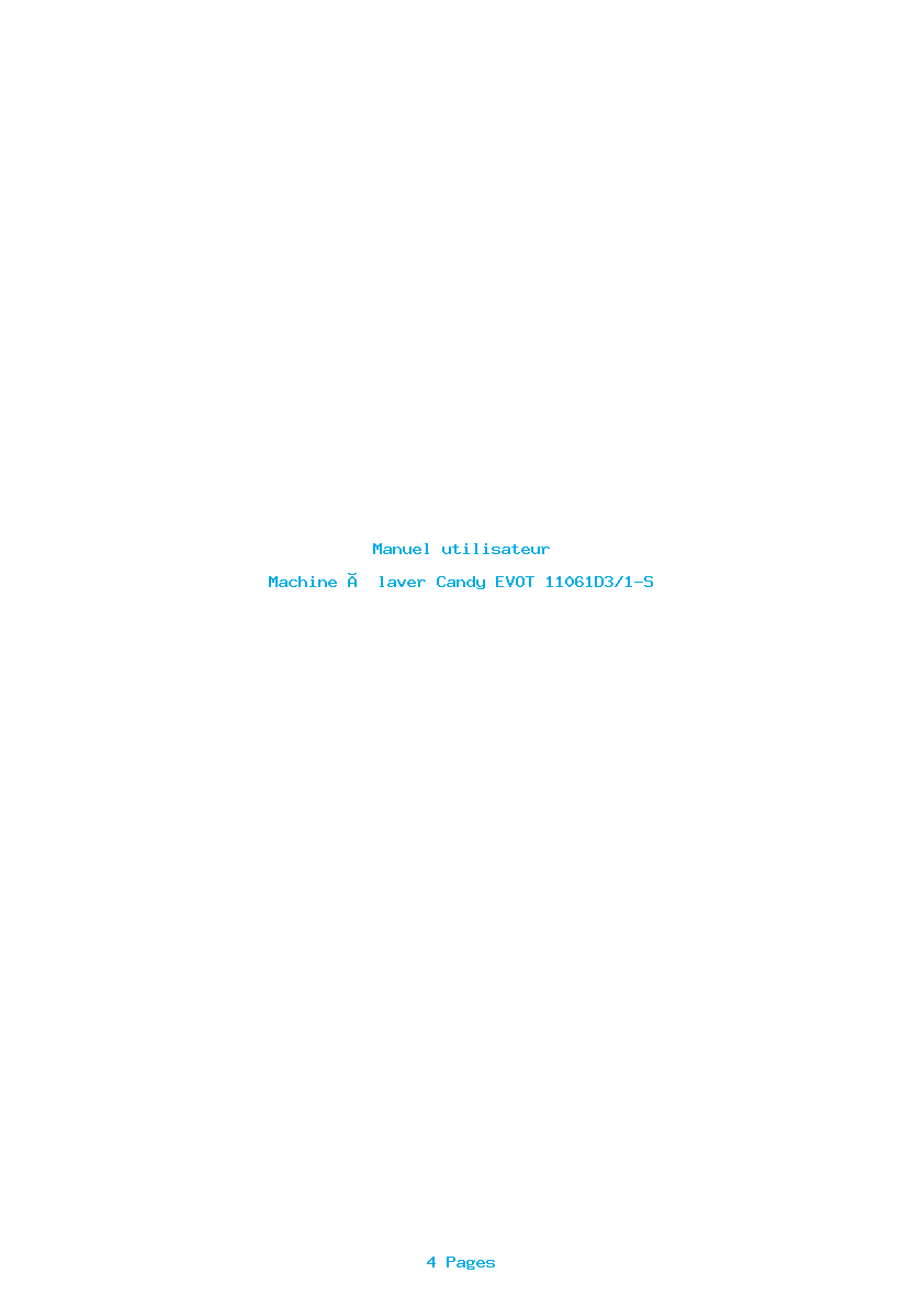 Page 1 de la notice Manuel utilisateur Candy EVOT 11061D3/1-S