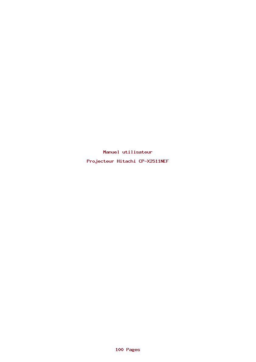 Page 1 de la notice Manuel utilisateur Hitachi CP-X2511NEF