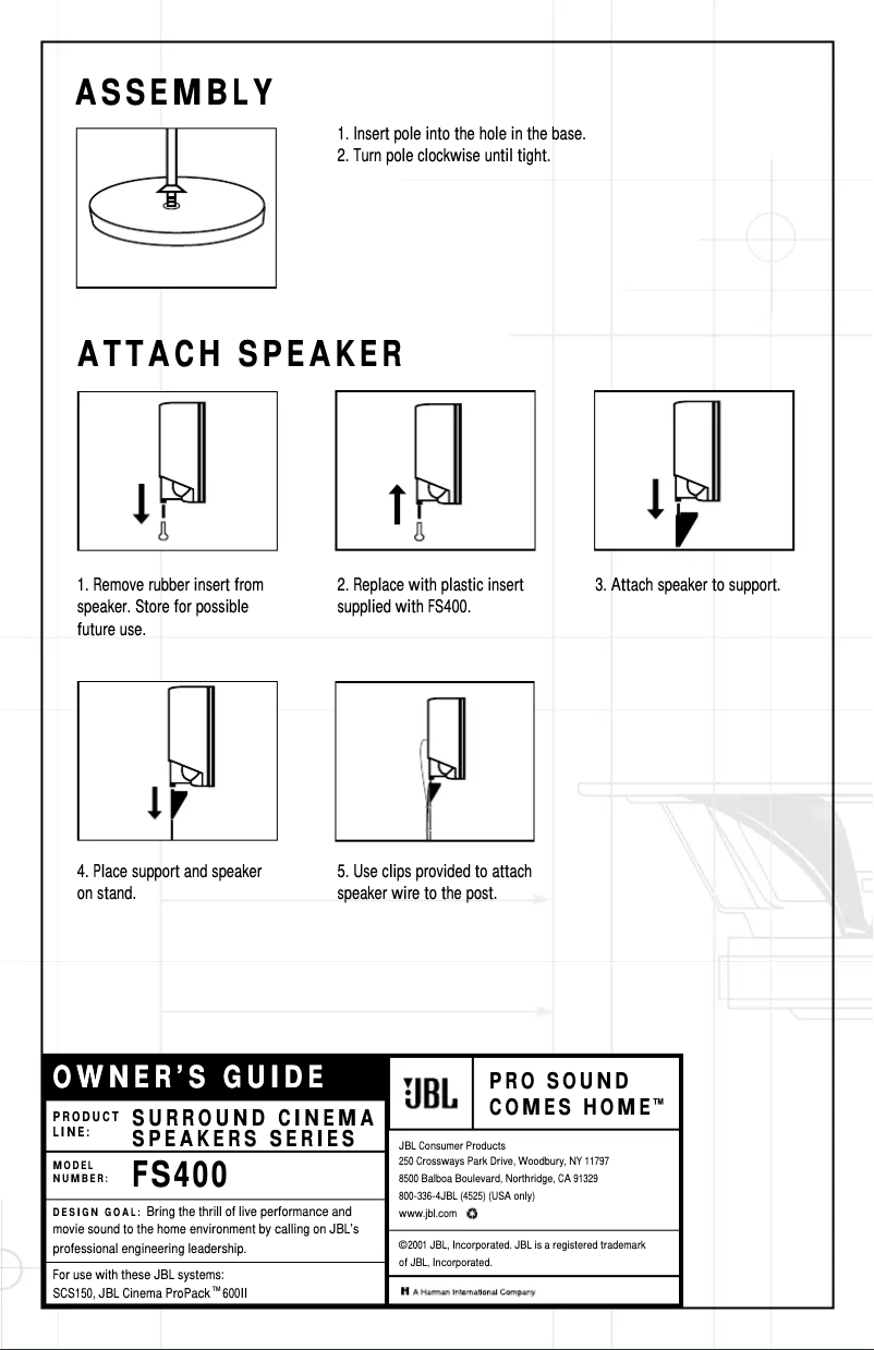 Page 1 de la notice Manuel utilisateur JBL FS400