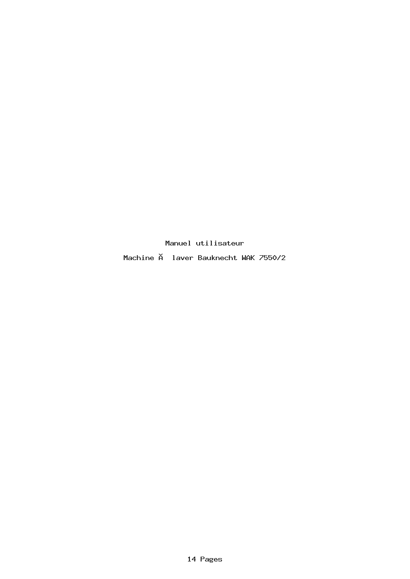 Page 1 de la notice Manuel utilisateur Bauknecht WAK 7550/2