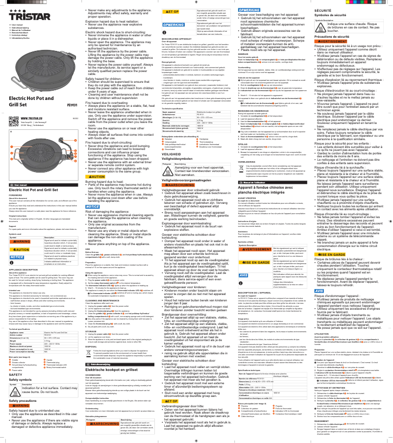 Page 1 de la notice Manuel utilisateur TriStar PZ-9131