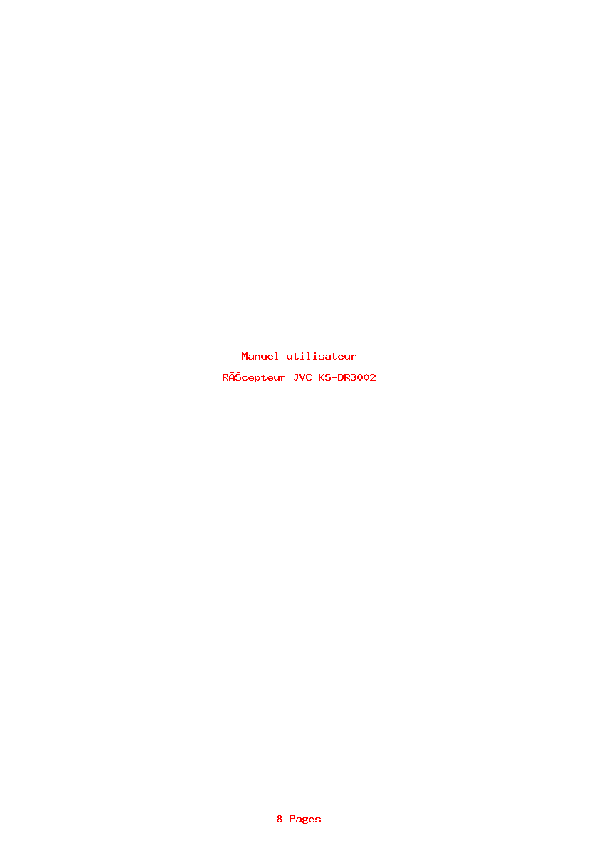 Page 1 de la notice Manuel utilisateur JVC KS-DR3002