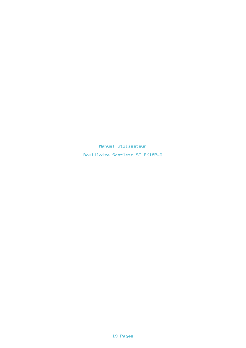 Page 1 de la notice Manuel utilisateur Scarlett SC-EK18P46