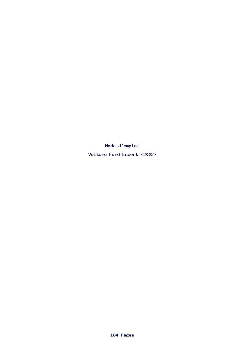 Page 1 de la notice Mode d'emploi Ford Escort (2003)