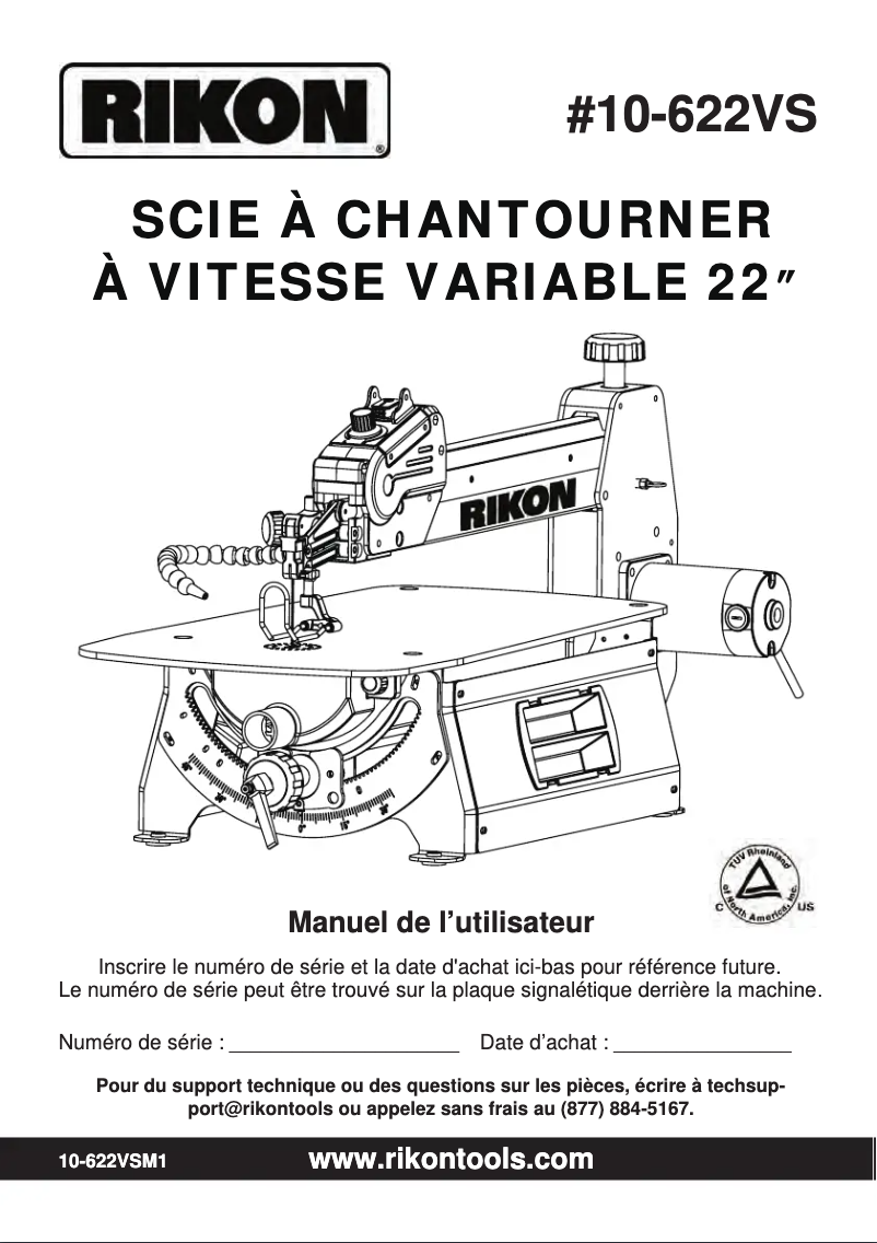 Page 1 de la notice Manuel utilisateur RIKON 10-622VS