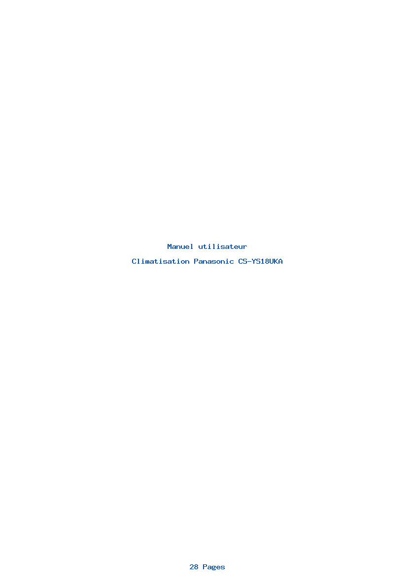 Page 1 de la notice Manuel utilisateur Panasonic CS-YS18UKA