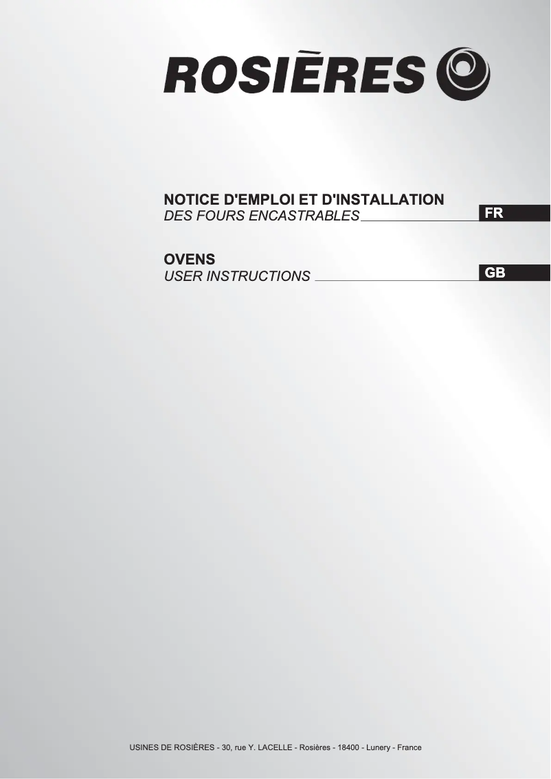 Page 1 de la notice Manuel utilisateur Rosieres RFI 4352 RB