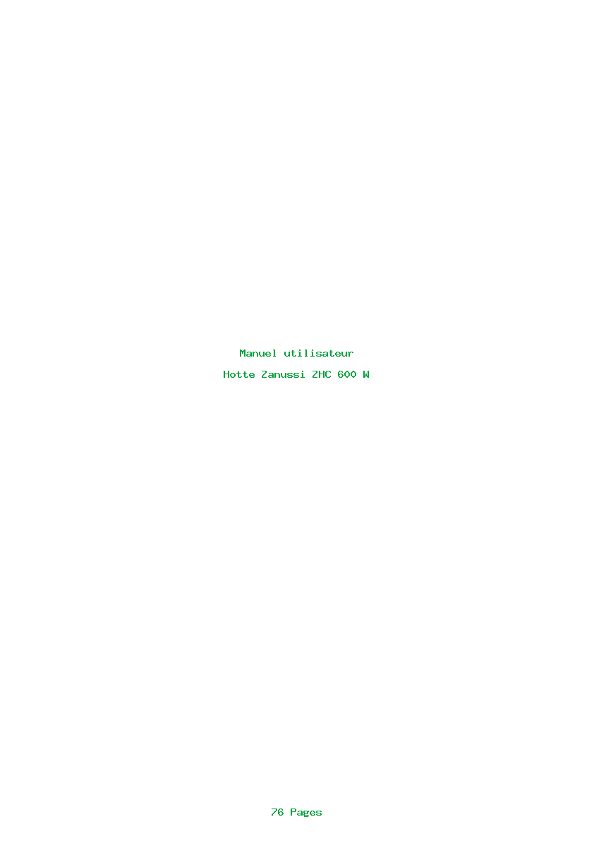 Page 1 de la notice Manuel utilisateur Zanussi ZHC 600 W