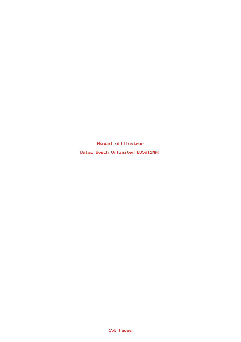 Page 1 de la notice Manuel utilisateur Bosch Unlimited BBS611MAT