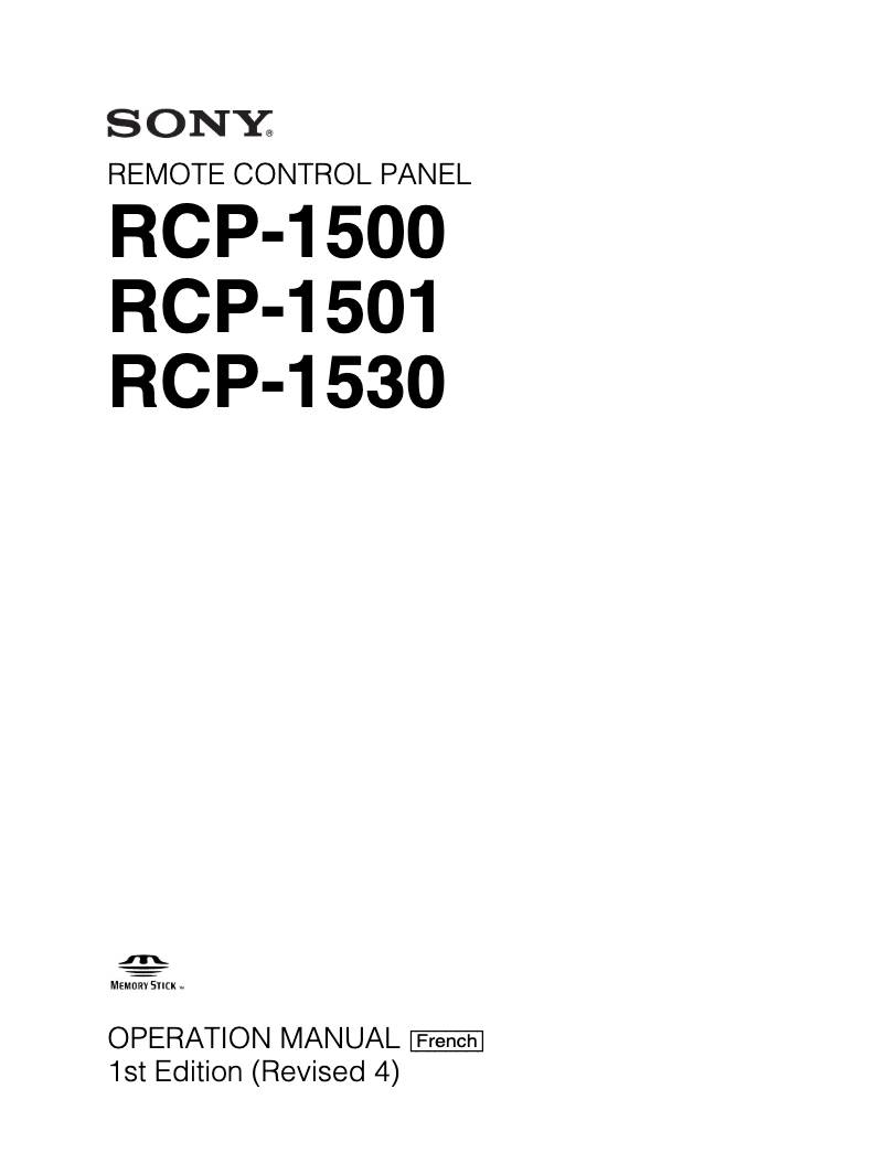 Page 1 de la notice Manuel utilisateur Sony RCP-1500