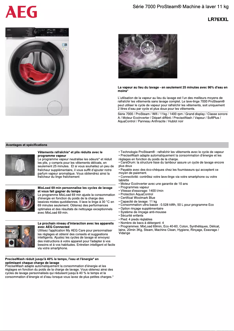 Página 1 del manual Ficha técnica AEG LR76XXL