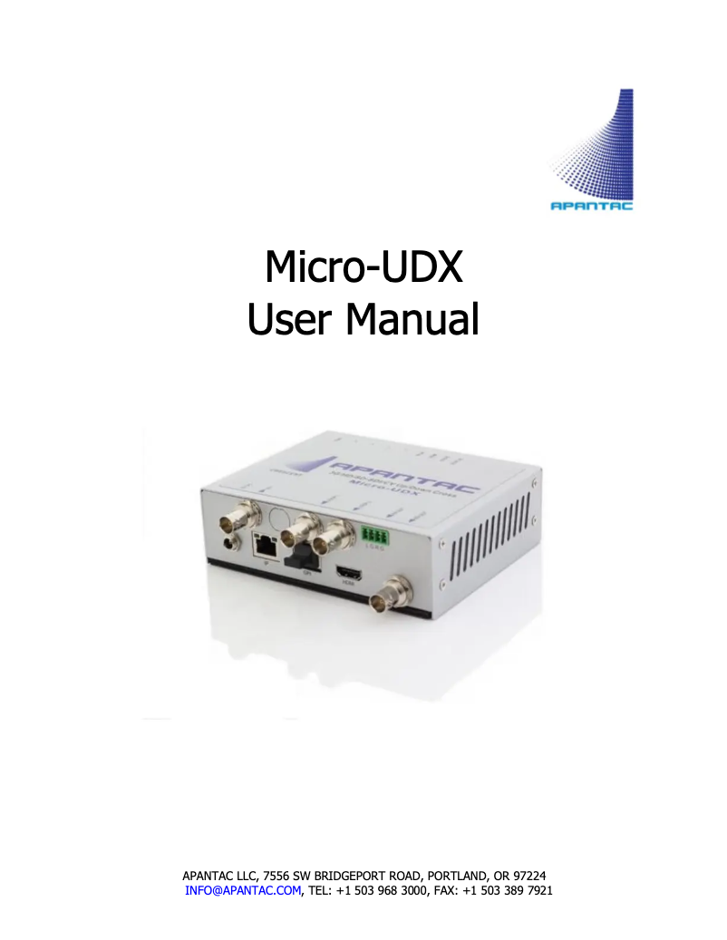Página 1 del manual Manual de usuario Apantac Micro-UDX