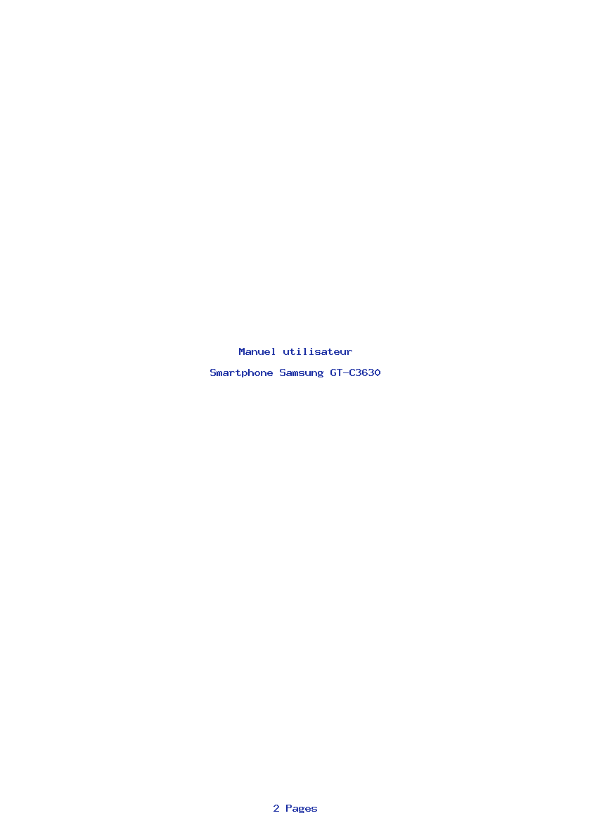 Page 1 de la notice Manuel utilisateur Samsung GT-C3630