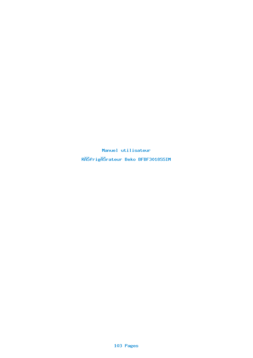 Page 1 de la notice Manuel utilisateur Beko BFBF3018SSIM