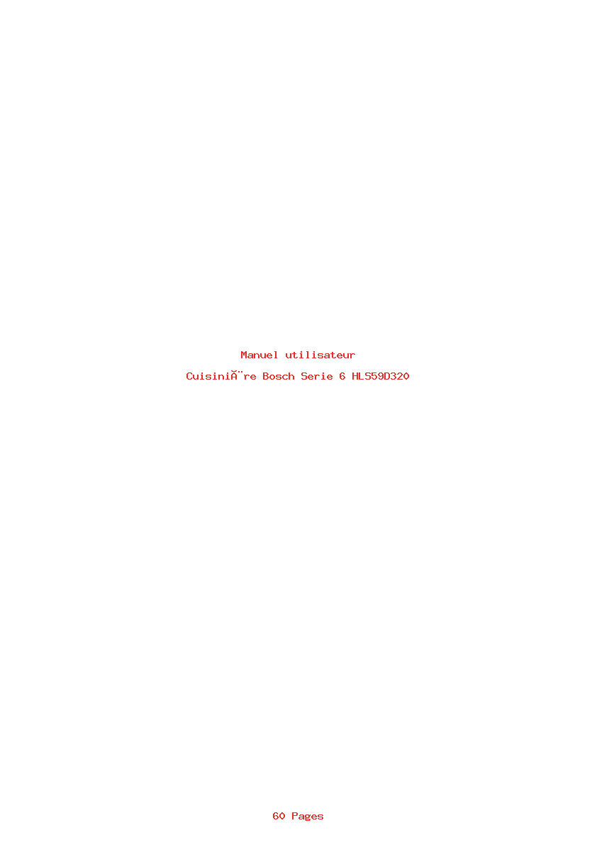 Page 1 de la notice Manuel utilisateur Bosch Serie 6 HLS59D320