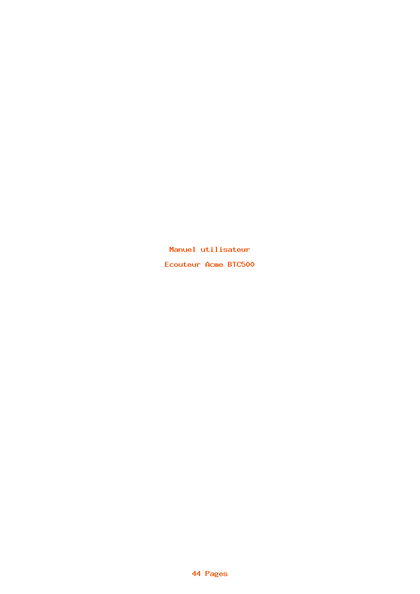 Page 1 de la notice Manuel utilisateur Acme BTC500