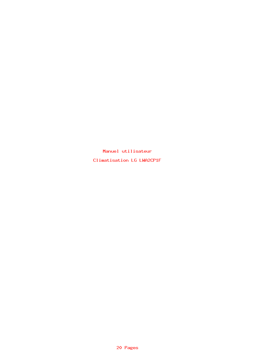 Page 1 de la notice Manuel utilisateur LG LWA2CP1F