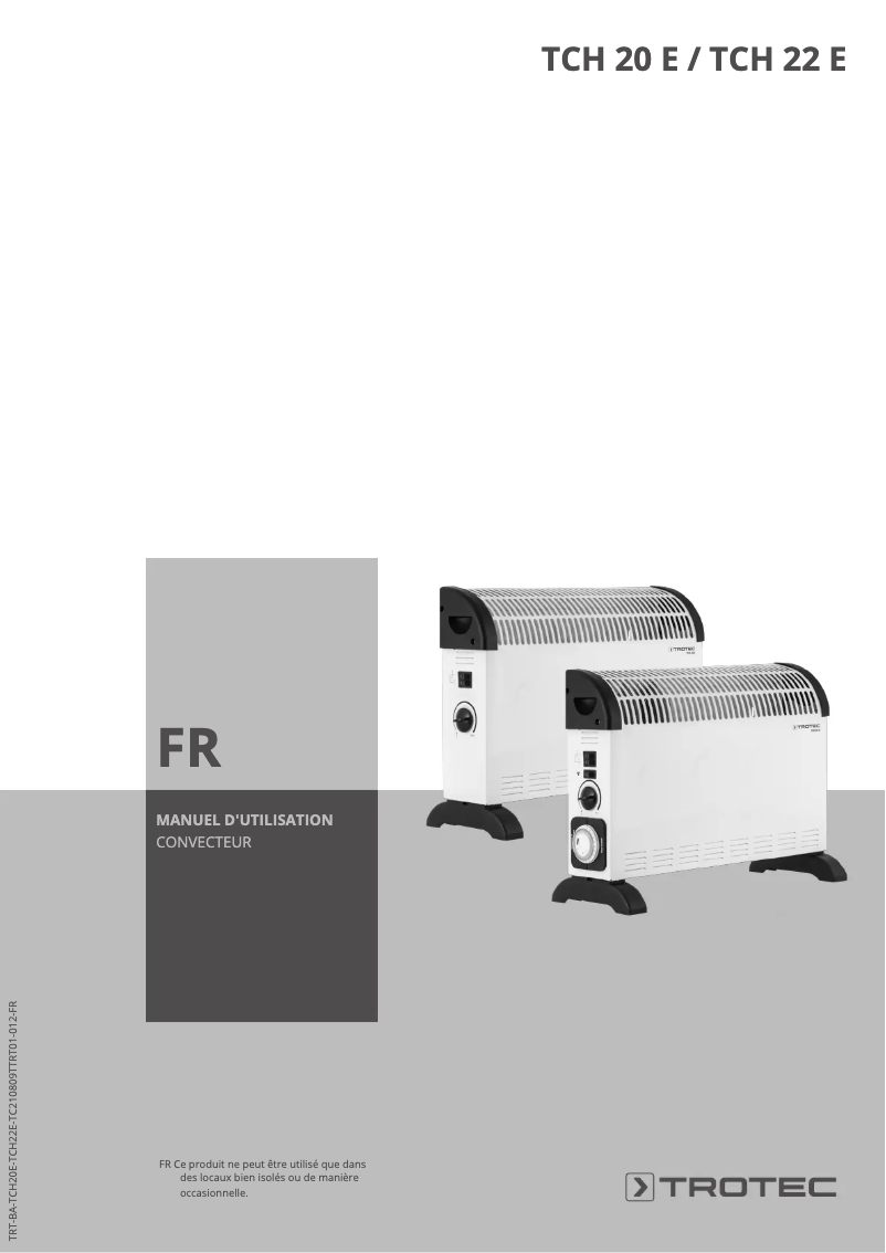 Page 1 de la notice Manuel utilisateur Trotec TCH 20 E