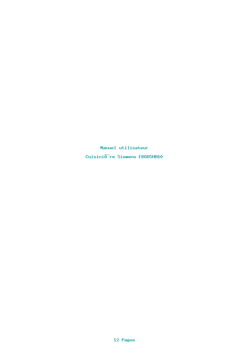 Page 1 de la notice Manuel utilisateur Siemens EB6B5HB60
