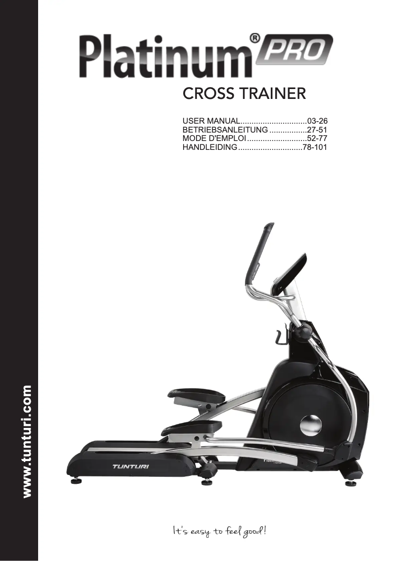 Page 1 de la notice Manuel utilisateur Tunturi Platinum Pro Cross Trainer