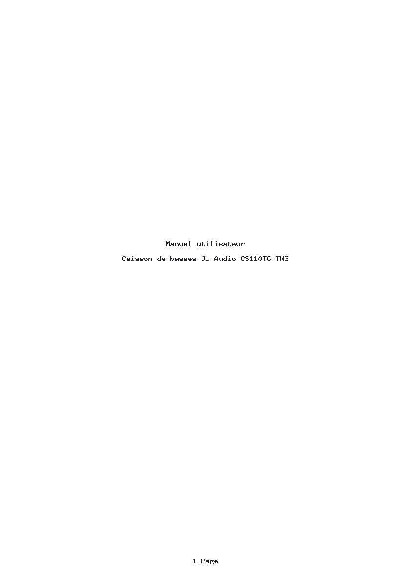 Page 1 de la notice Manuel utilisateur JL Audio CS110TG-TW3